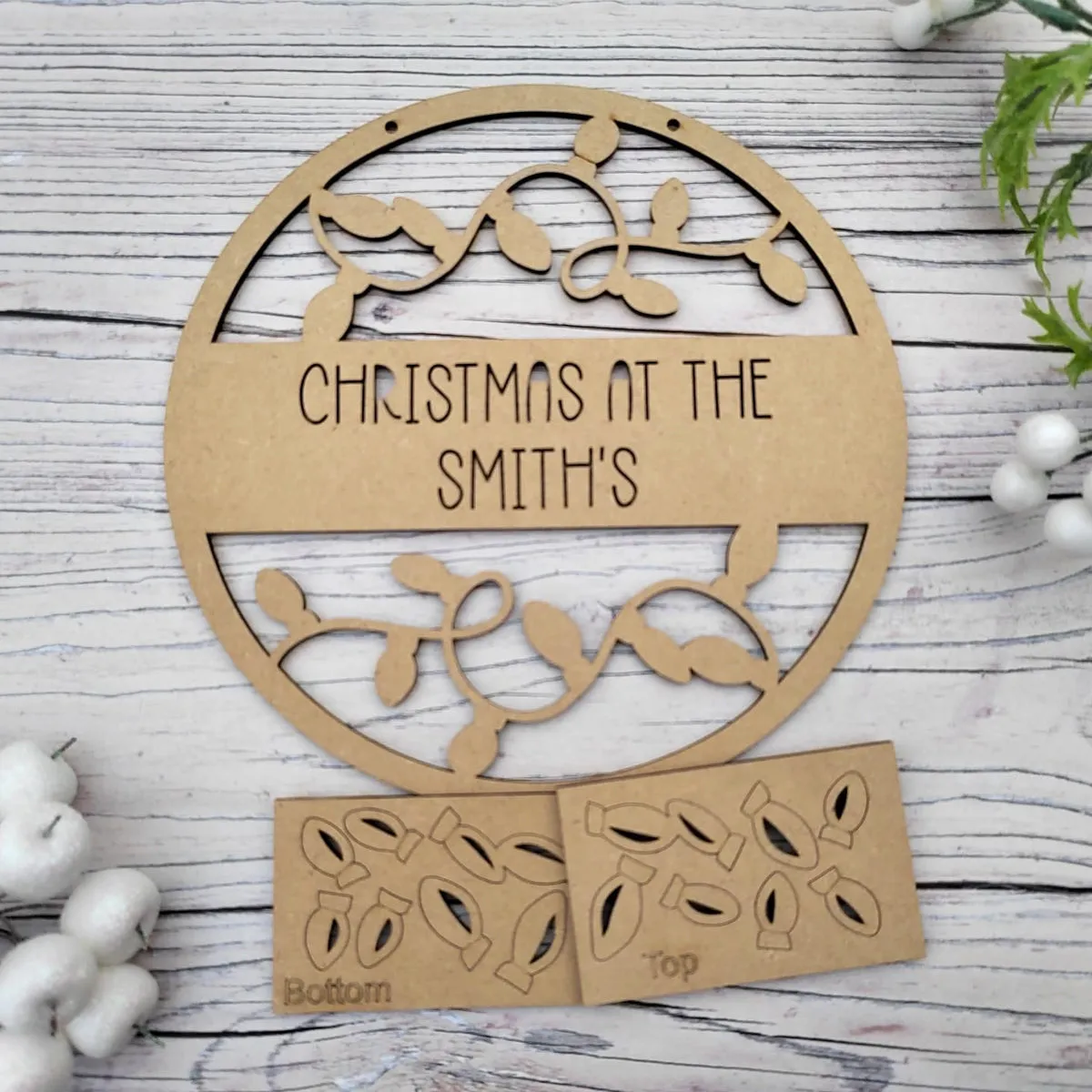 MDF Layered Christmas At The Circular Christmas Lights Plaque