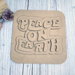 MDF Layered Peace on Earth Plaque - Square