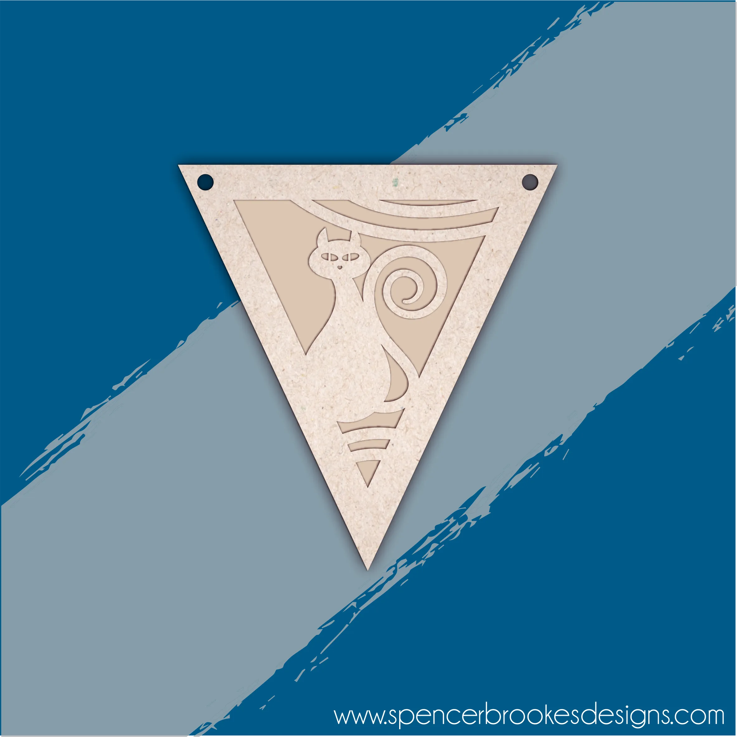 MDF Layered Triangle Halloween Flag Bunting - Cats