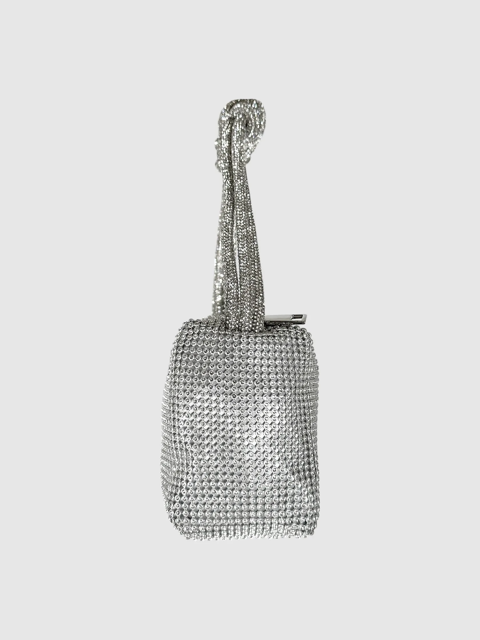 Mesh Rhinestone Knotted Handbag