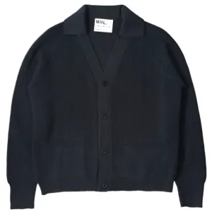 MHL Collared Cardigan Virgin Wool Ink