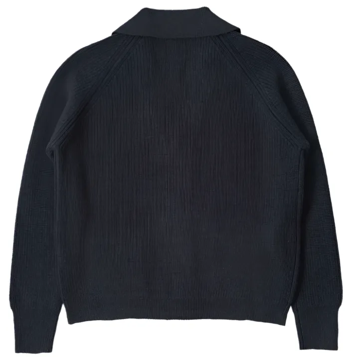 MHL Collared Cardigan Virgin Wool Ink
