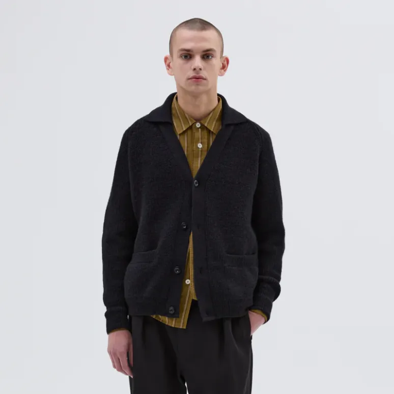 MHL Collared Cardigan Virgin Wool Ink