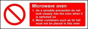 Microwave oven safety sign