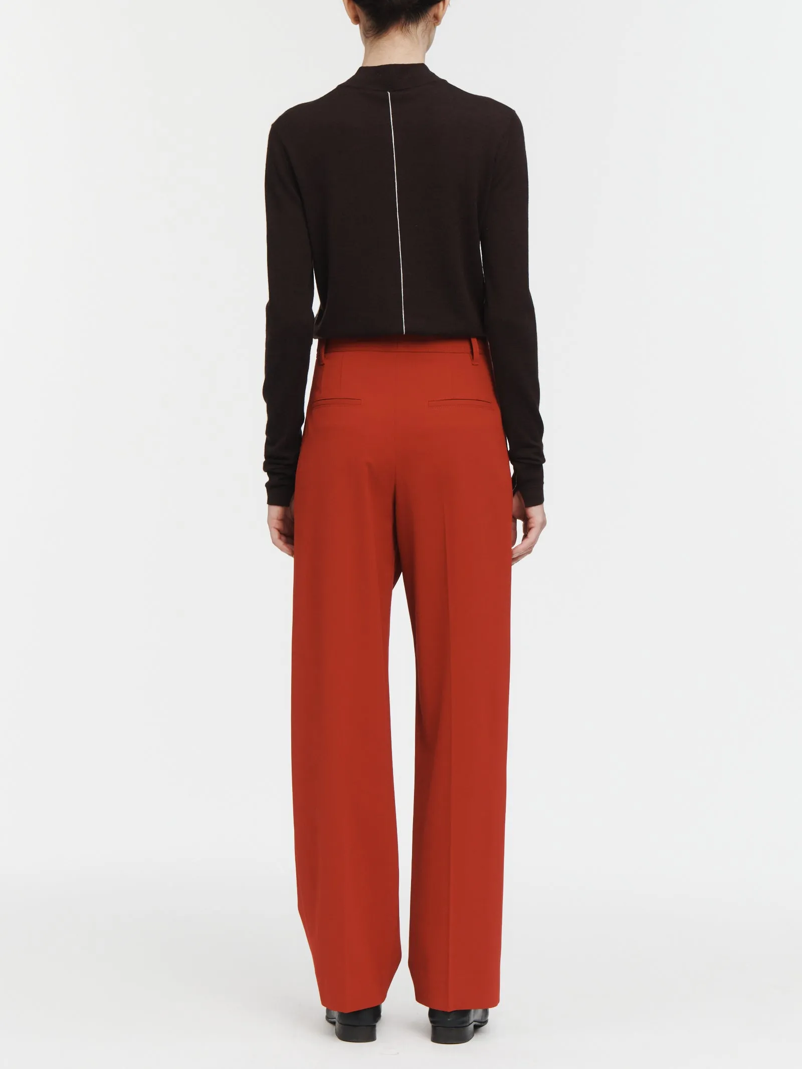 Mid Rise Single Pleat Front Trouser in Hunting Red