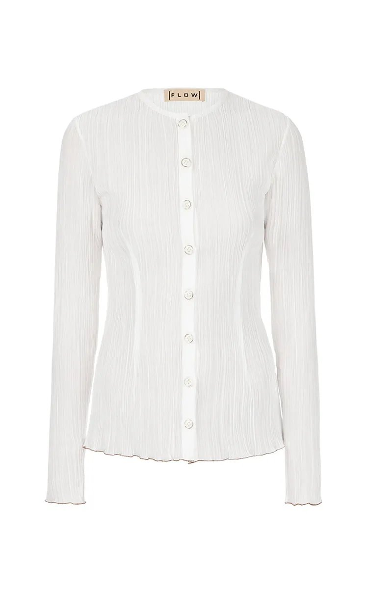 Milk Frilled Blouse with Buttons