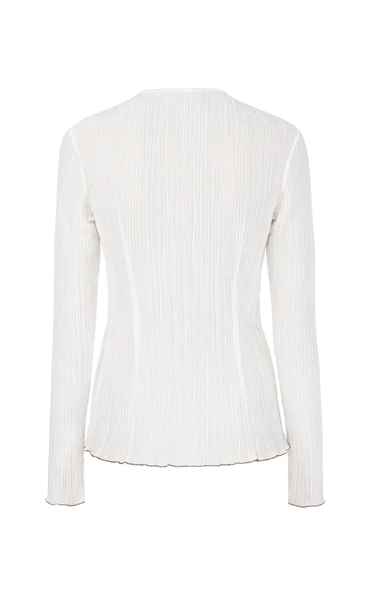 Milk Frilled Blouse with Buttons