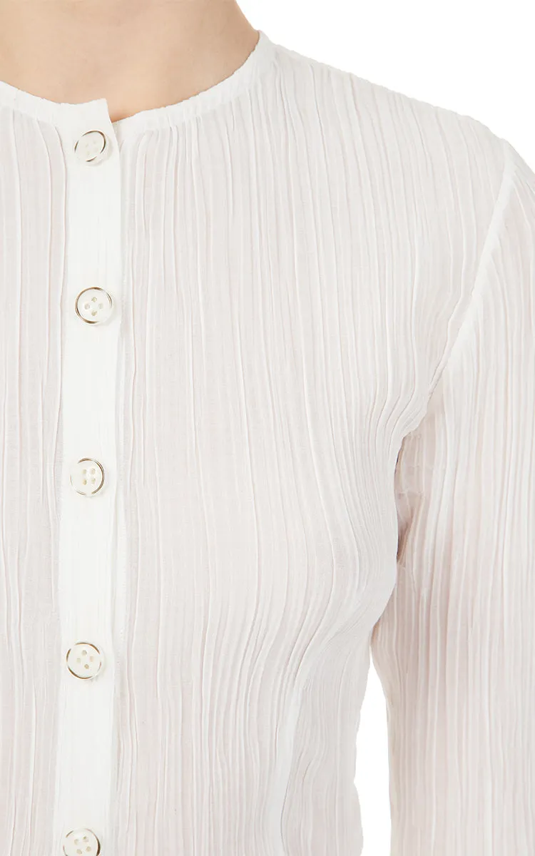 Milk Frilled Blouse with Buttons