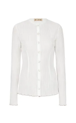 Milk Frilled Blouse with Buttons