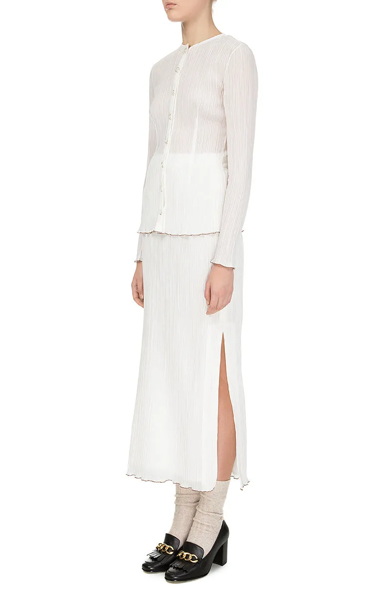 Milk Frilled Blouse with Buttons