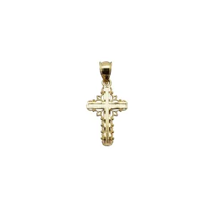 Mini Frilled Cross Pendant (14K)