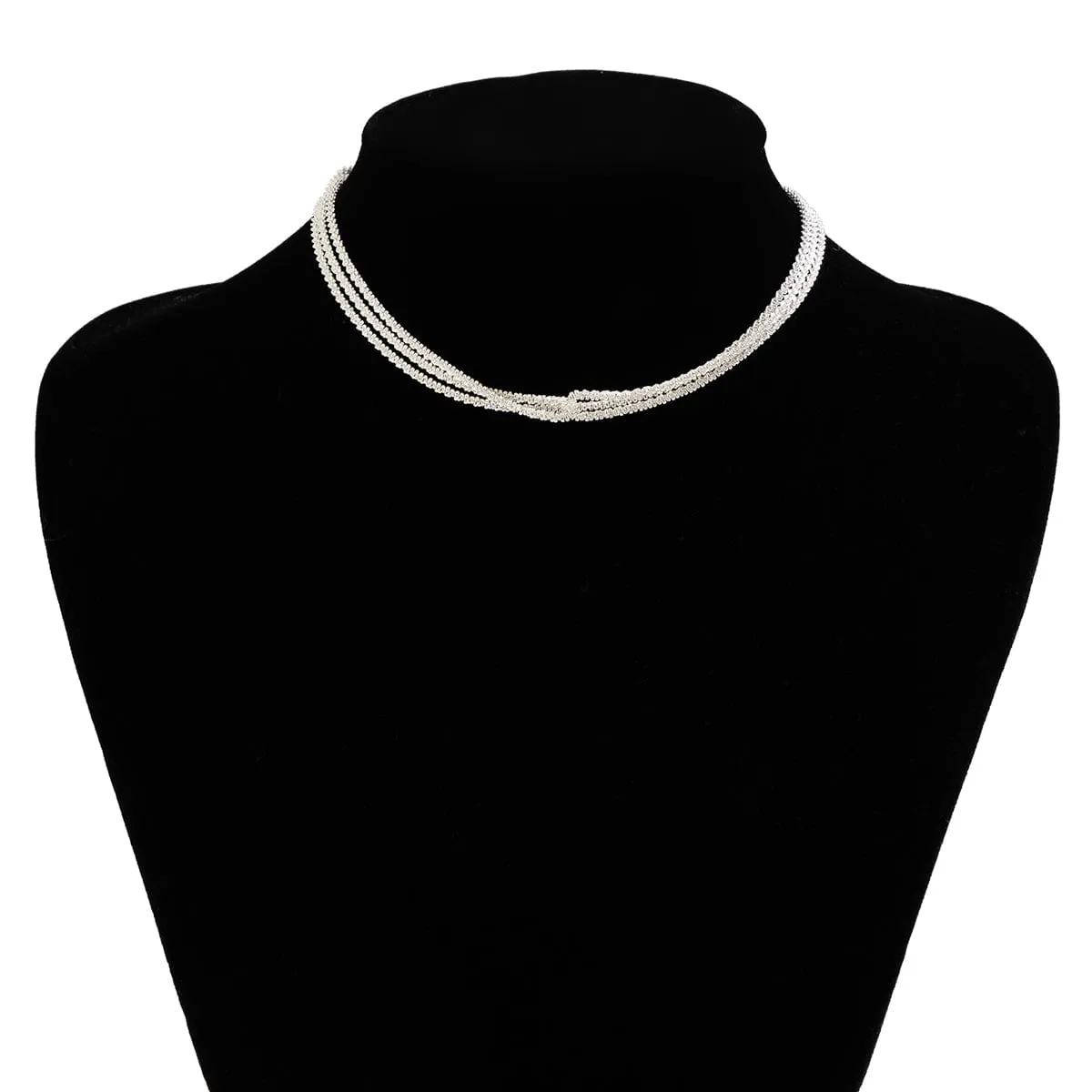 Minimalist Two Tone Twisted Choker Necklace