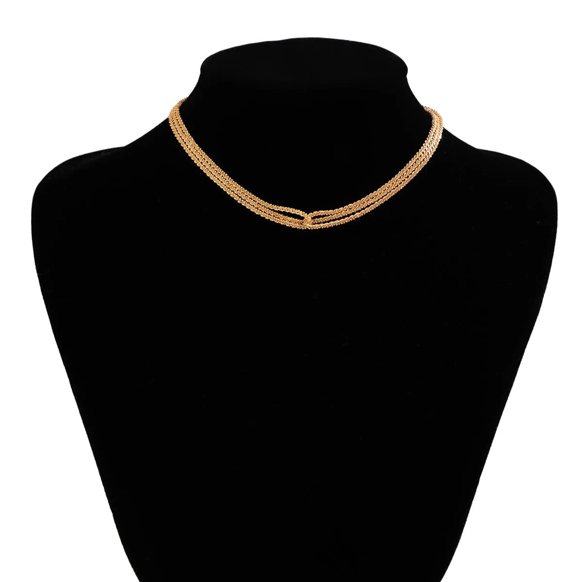 Minimalist Two Tone Twisted Choker Necklace