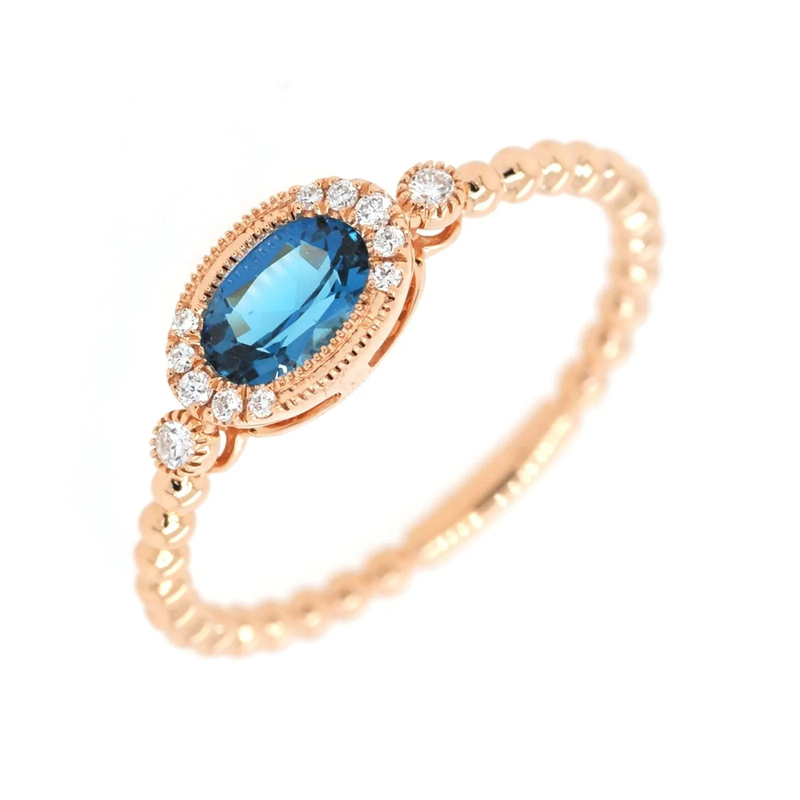 Mirielle London Blue Topaz and Diamond Ring
