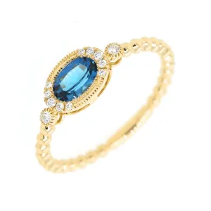 Mirielle London Blue Topaz and Diamond Ring