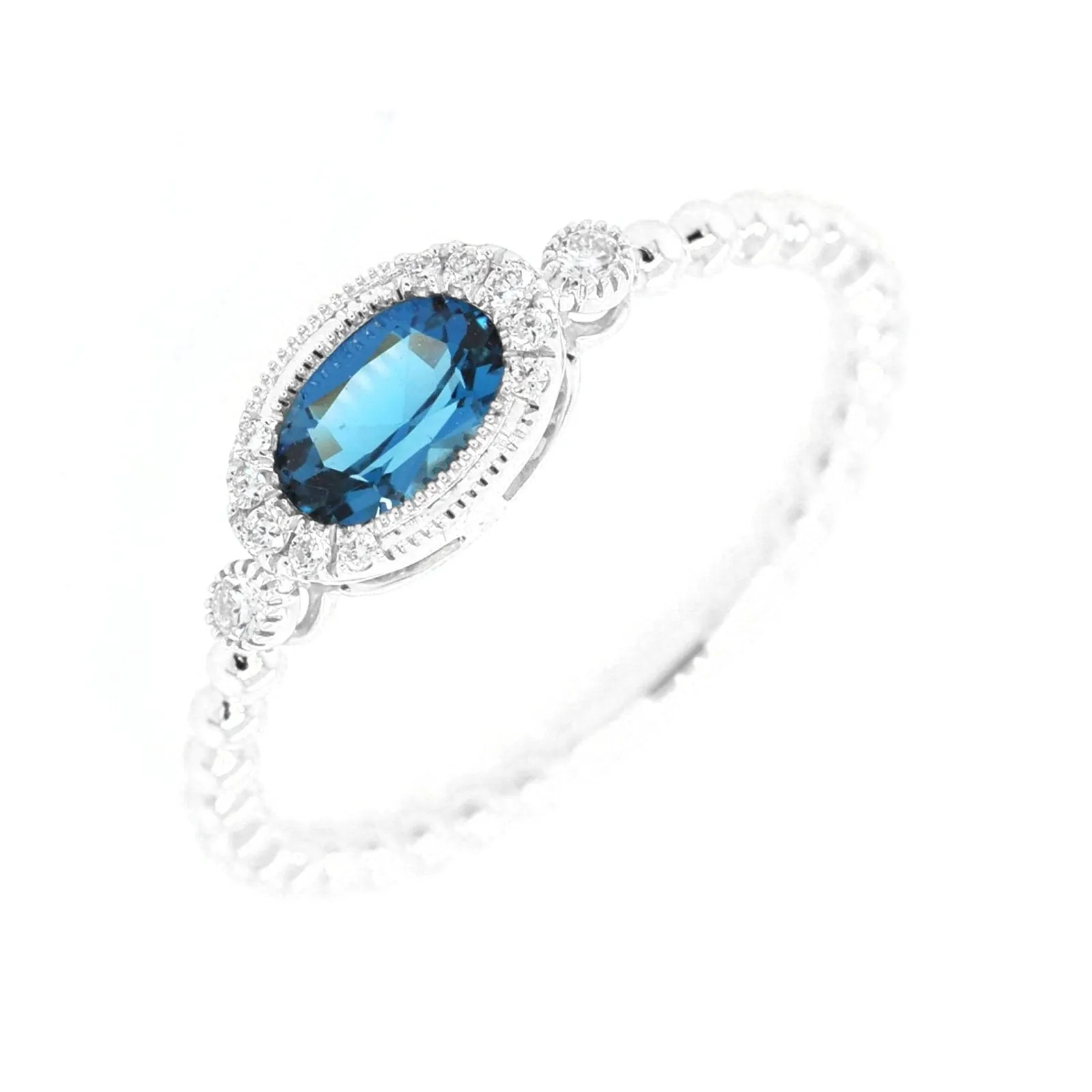 Mirielle London Blue Topaz and Diamond Ring