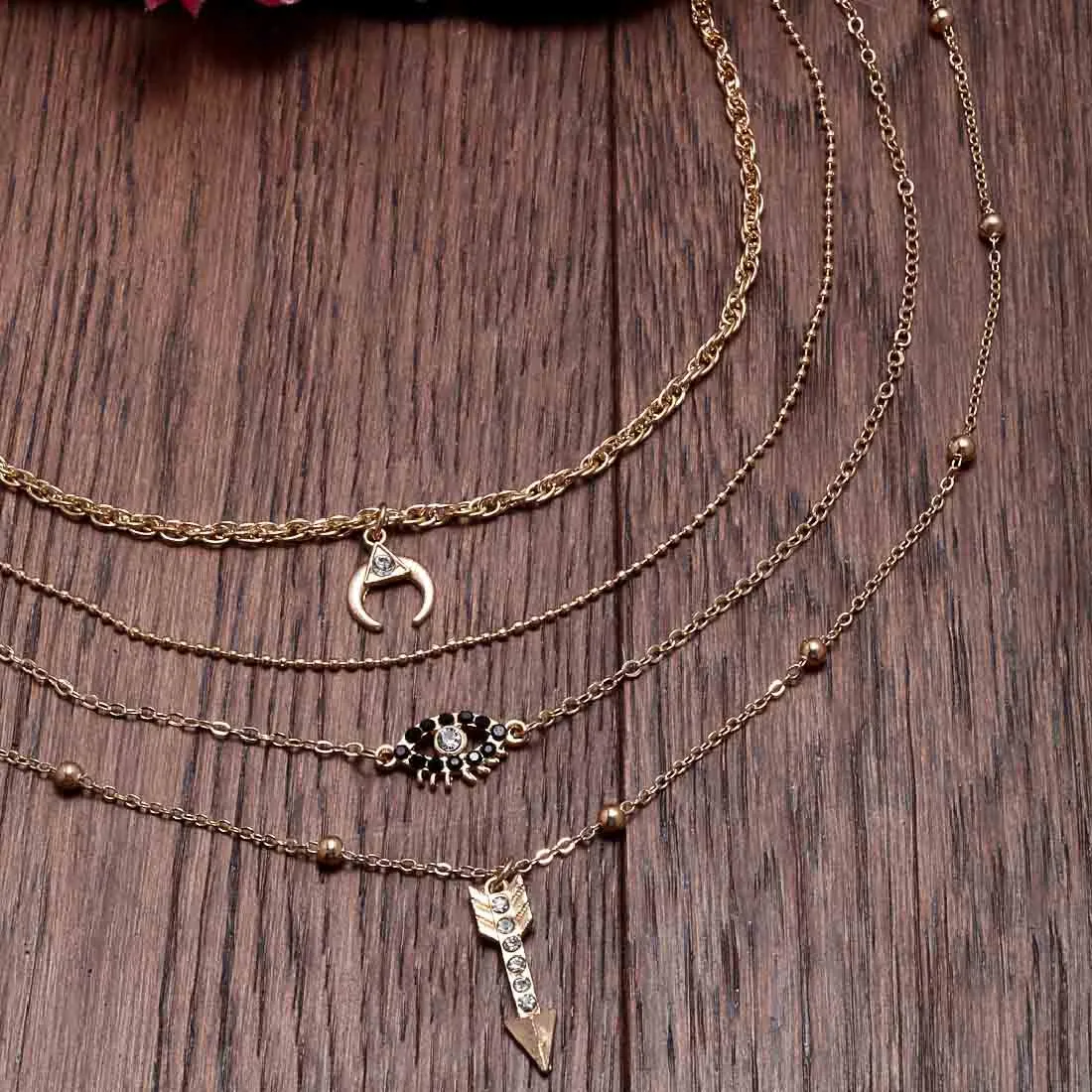 Miscellaneous Layered Charm Gold Necklace