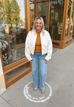 Miss Love Textured Crop Jacket-Off White