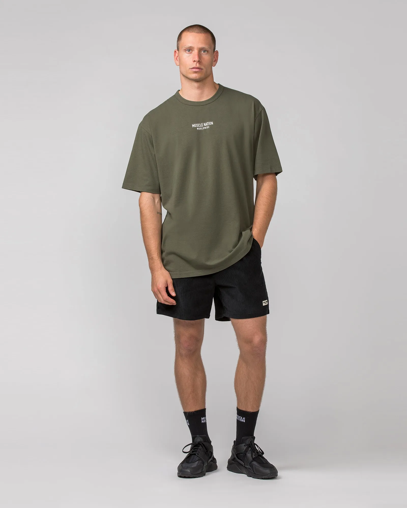 MNation Worldwide Pump Cover - Dark Khaki / White