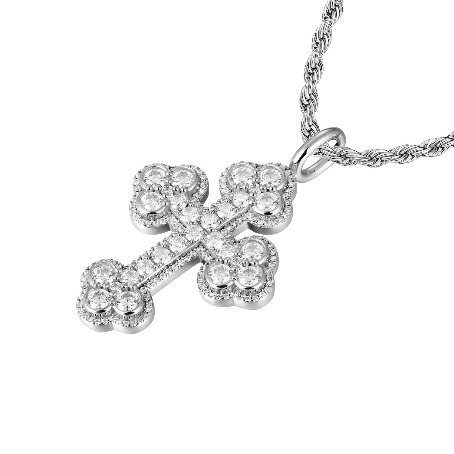 Moissanite Double-Layered Bottoni Cross Pendant