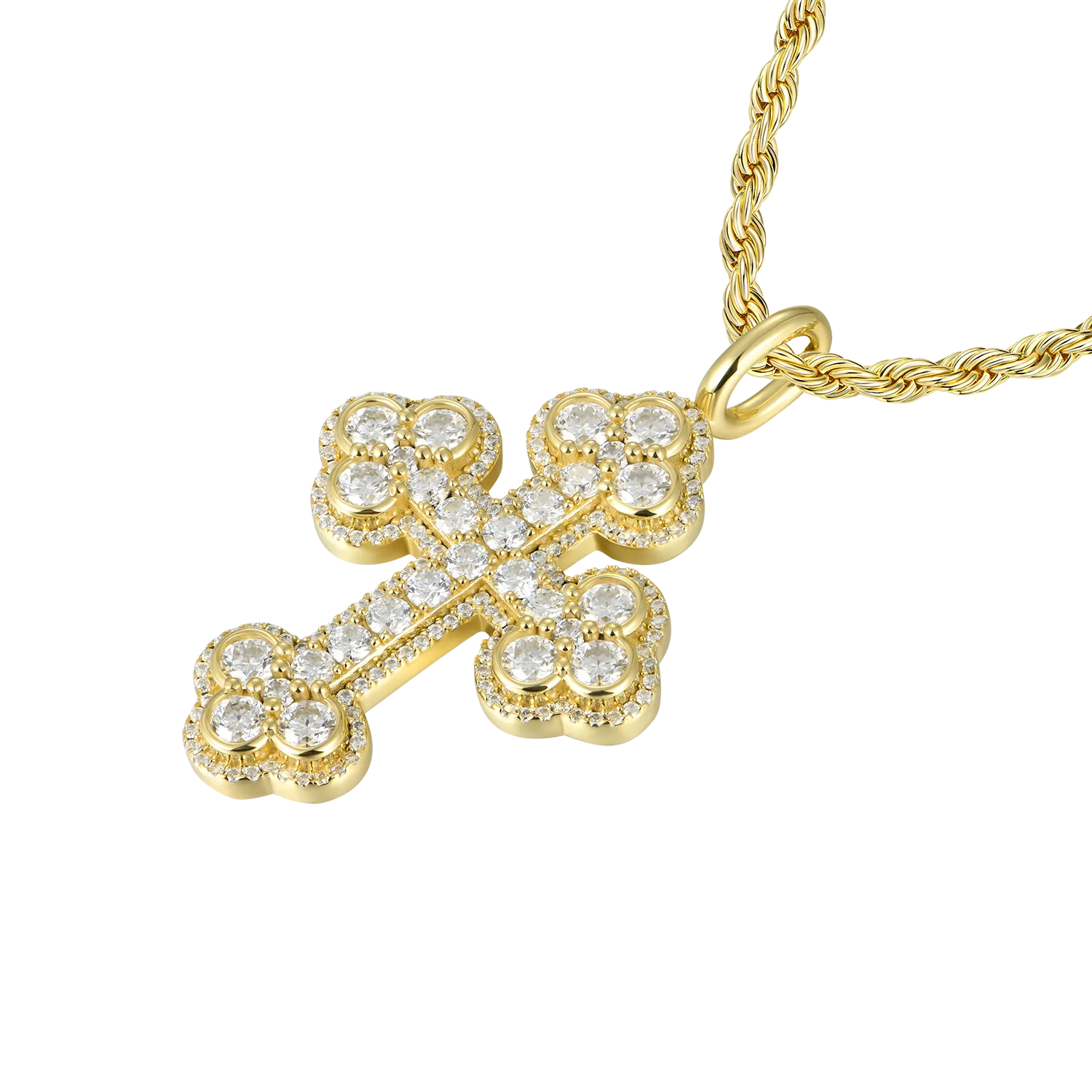 Moissanite Double-Layered Bottoni Cross Pendant