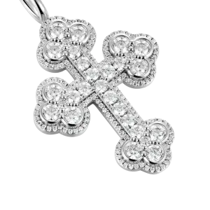 Moissanite Double-Layered Bottoni Cross Pendant