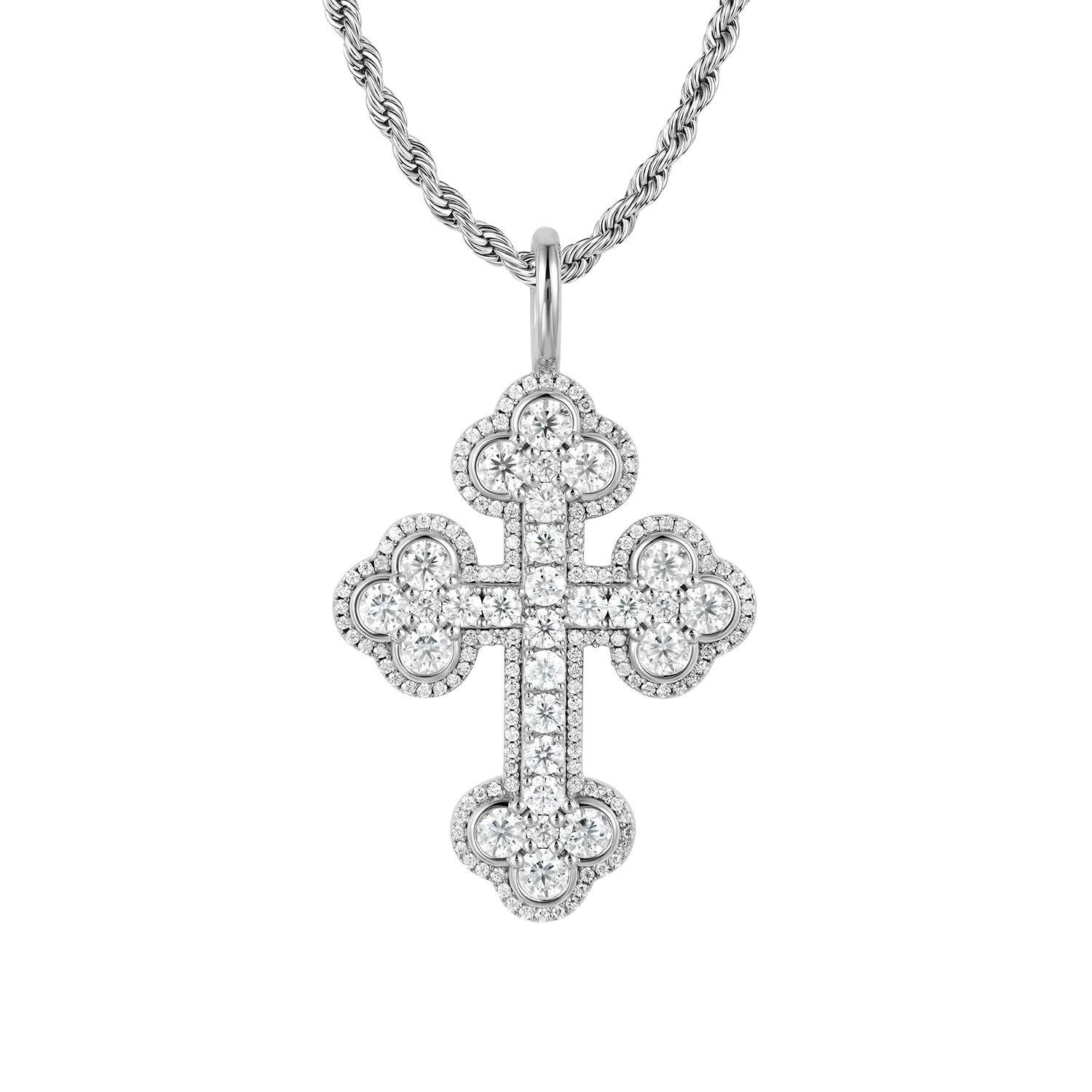 Moissanite Double-Layered Bottoni Cross Pendant