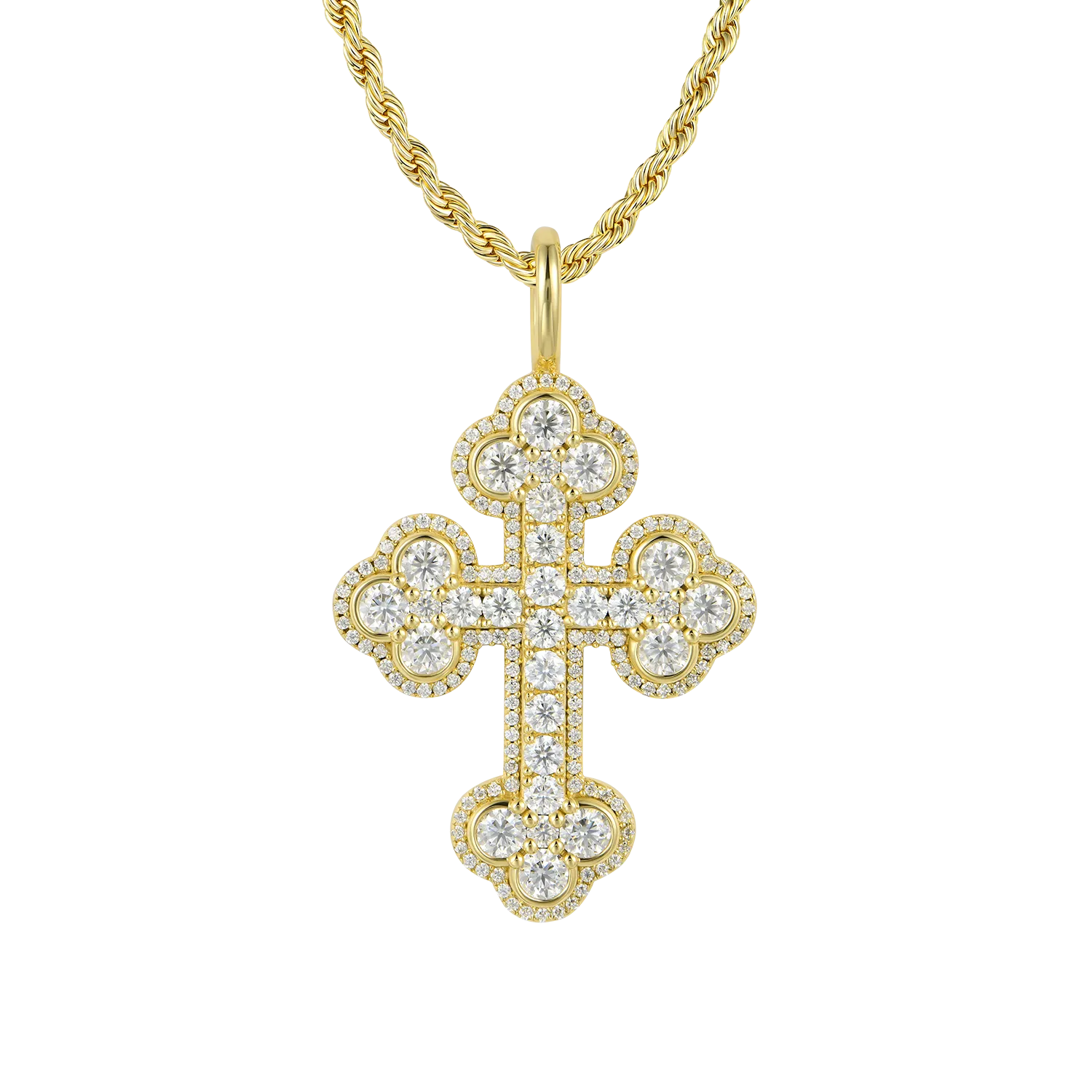 Moissanite Double-Layered Bottoni Cross Pendant