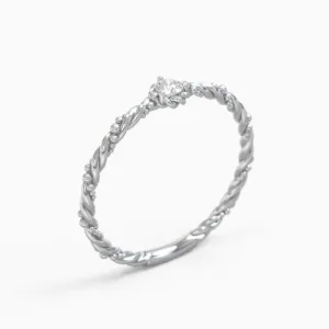 Moissanite engagement ring, white gold modern twisted band, with beads ring, adjustable ring, stackable ring, Eternity Infinity band, gifts