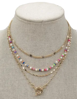 Multi layered pearl & bead necklace
