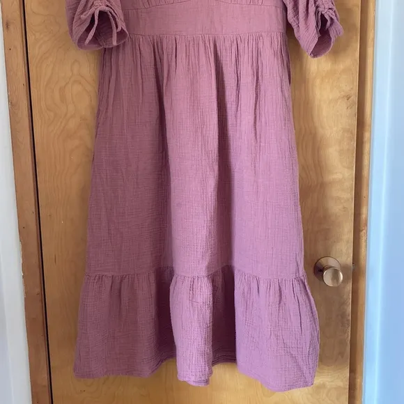 Muslin Cotton Pink Downeast Midi Dress XL