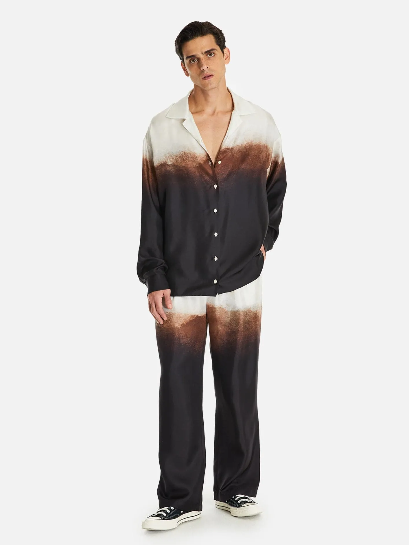 Nagoya Unisex Açık Yaka Relaxed Kesim İpek Gömlek