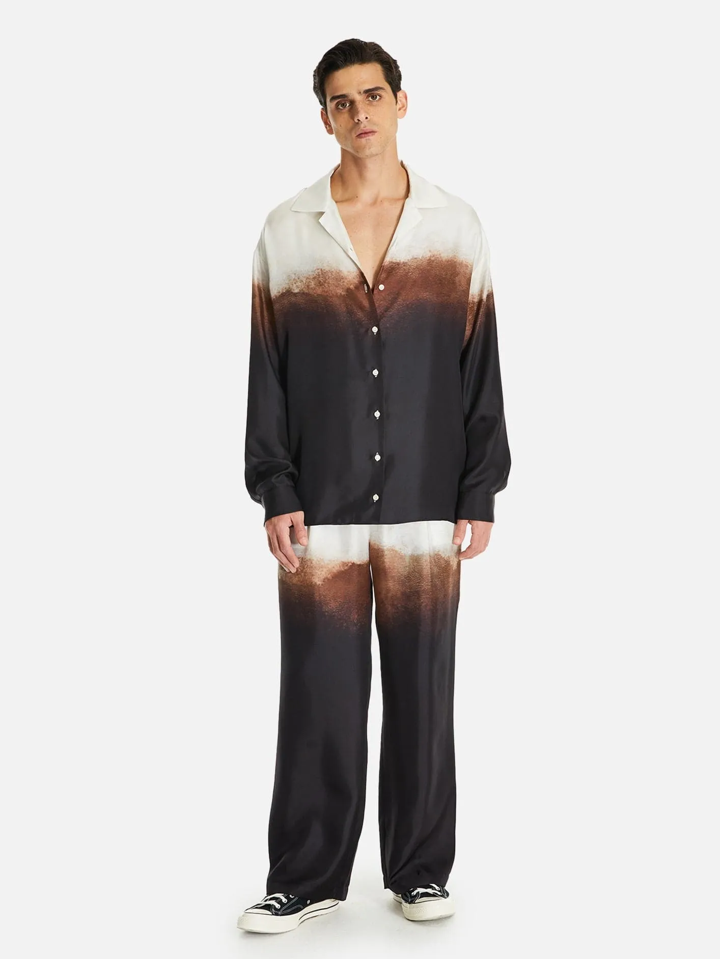 Nagoya Unisex Açık Yaka Relaxed Kesim İpek Gömlek