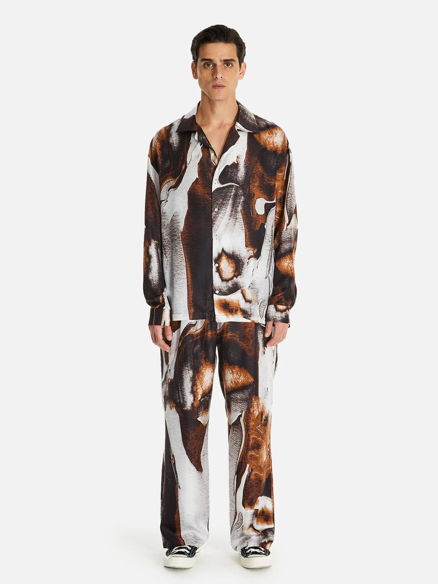 Nagoya Unisex Açık Yaka Relaxed Kesim İpek Gömlek