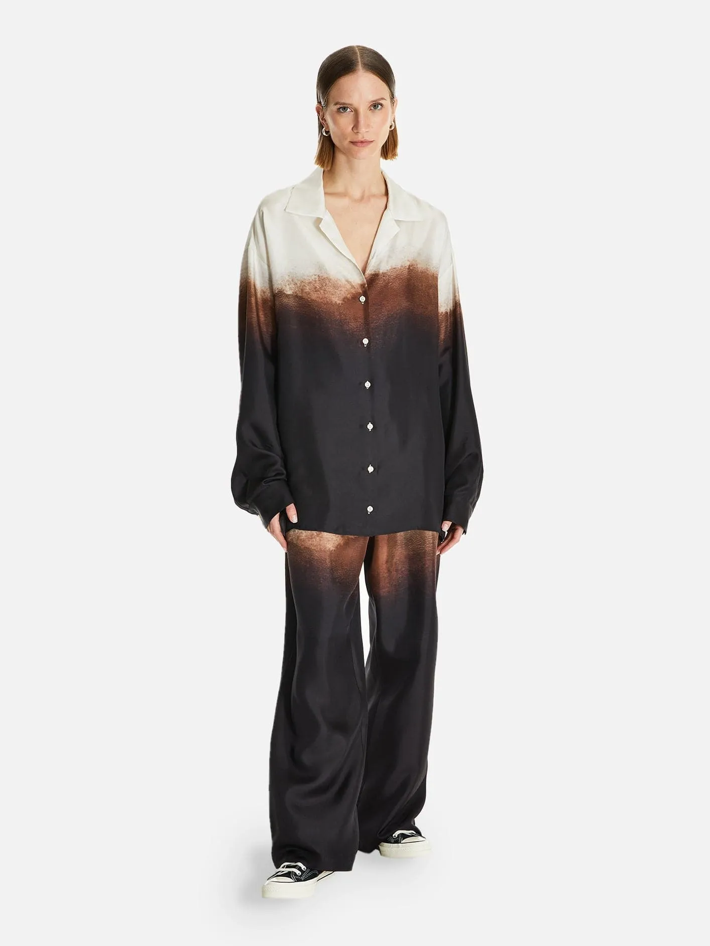 Nagoya Unisex Açık Yaka Relaxed Kesim İpek Gömlek