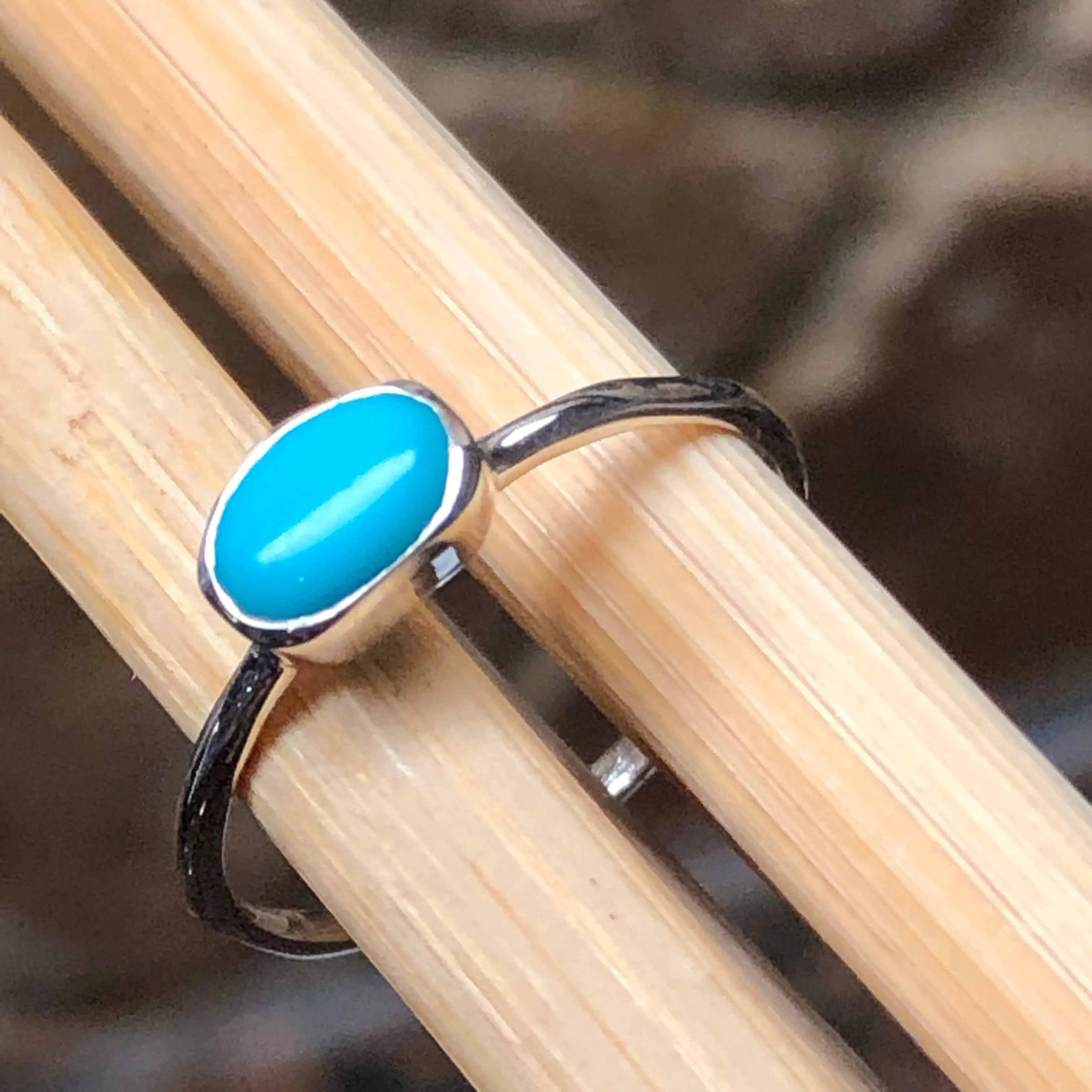 Natural Blue Turquoise 925 Solid Sterling Silver Engagement Ring Size 6, 7, 10