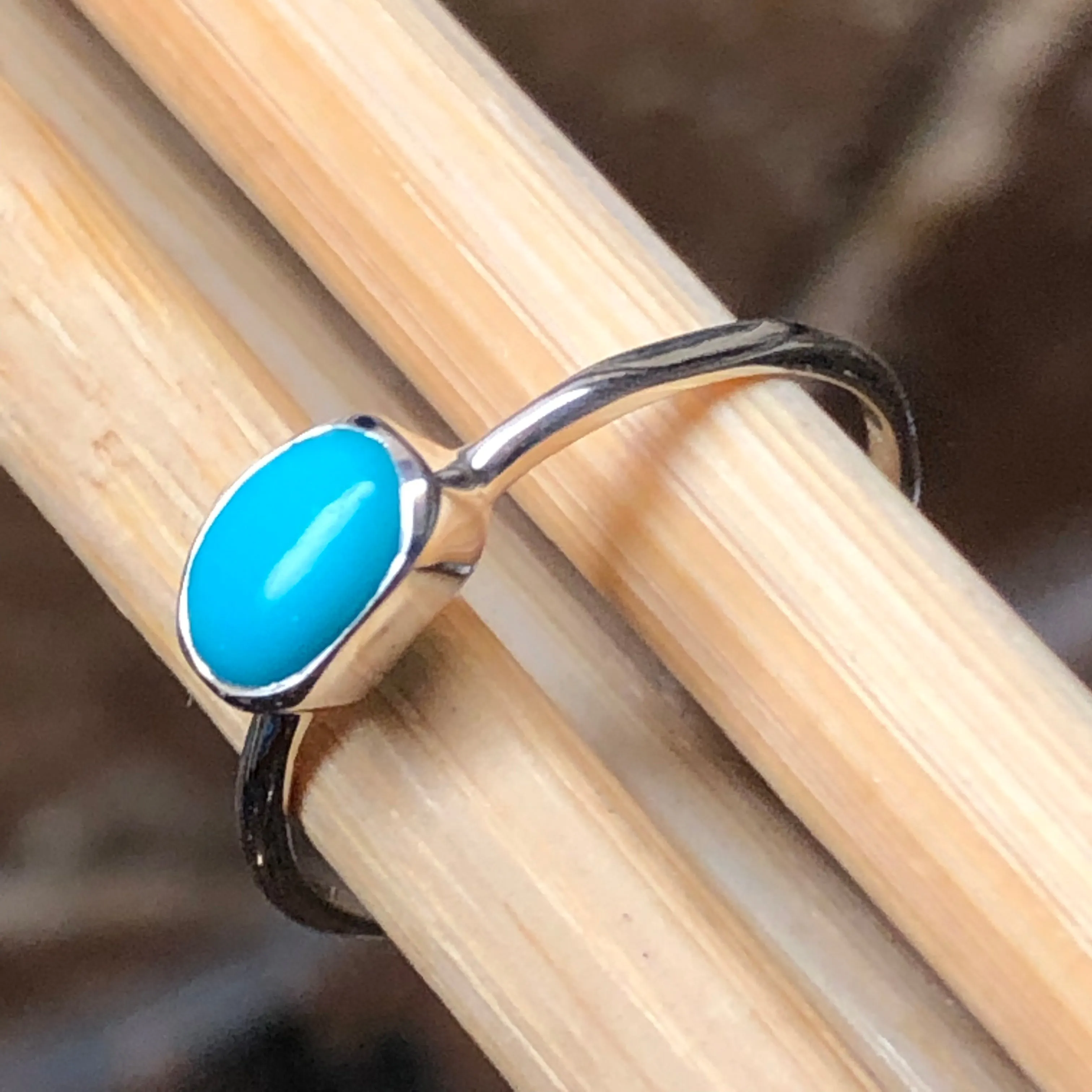 Natural Blue Turquoise 925 Solid Sterling Silver Engagement Ring Size 6, 7, 10