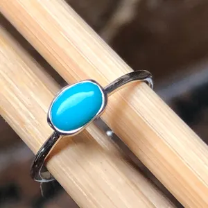 Natural Blue Turquoise 925 Solid Sterling Silver Engagement Ring Size 6, 7, 10