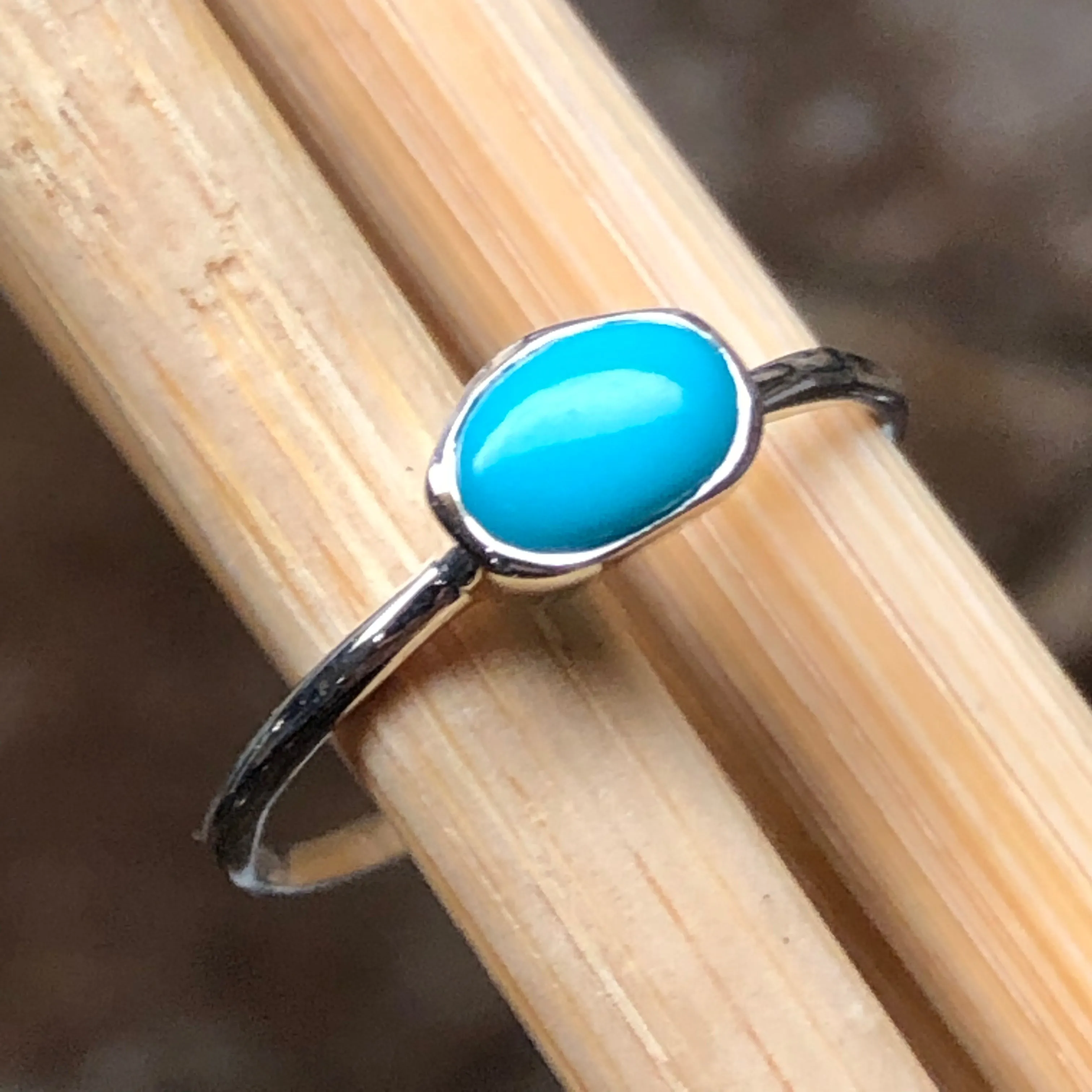 Natural Blue Turquoise 925 Solid Sterling Silver Engagement Ring Size 6, 7, 10