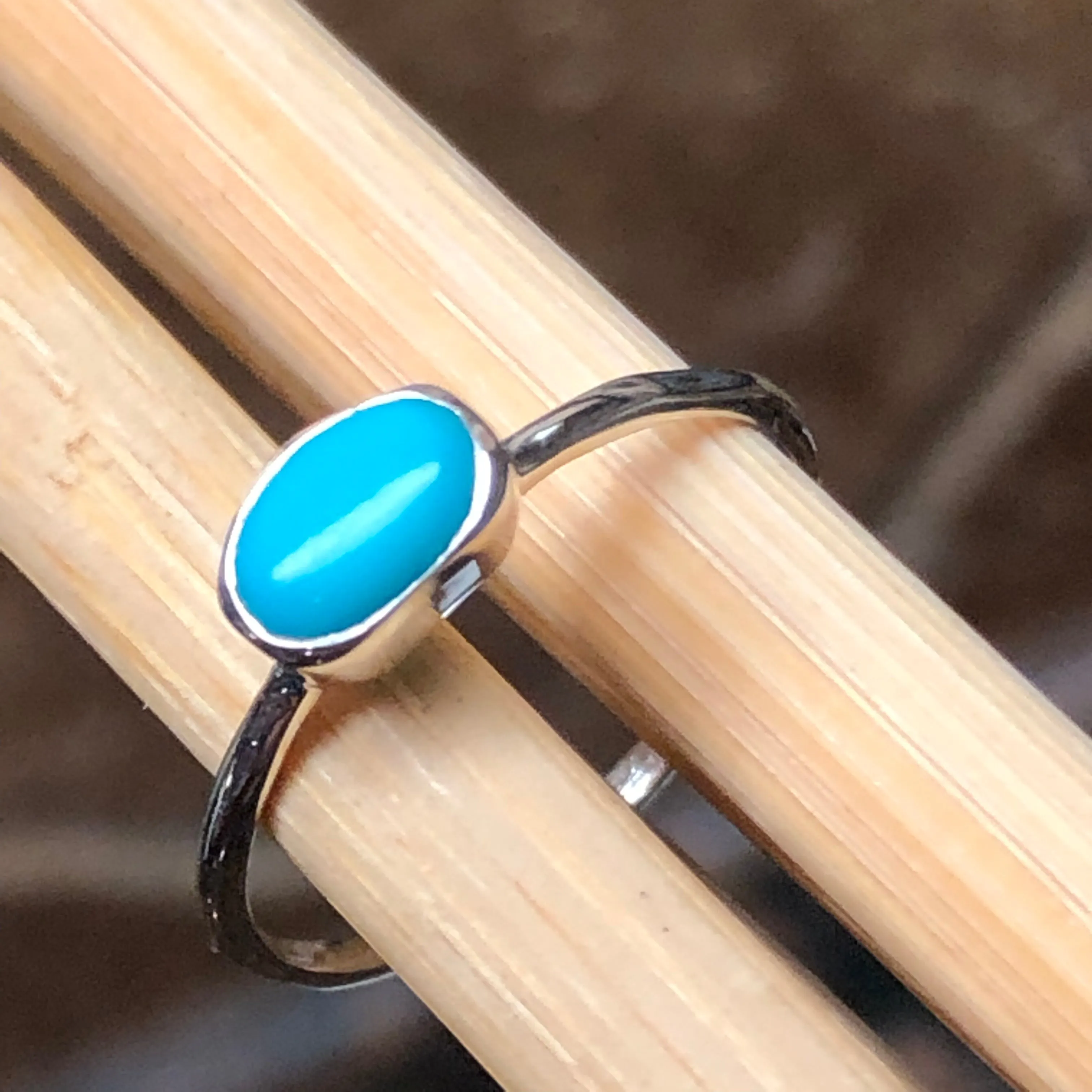 Natural Blue Turquoise 925 Solid Sterling Silver Engagement Ring Size 6, 7, 10