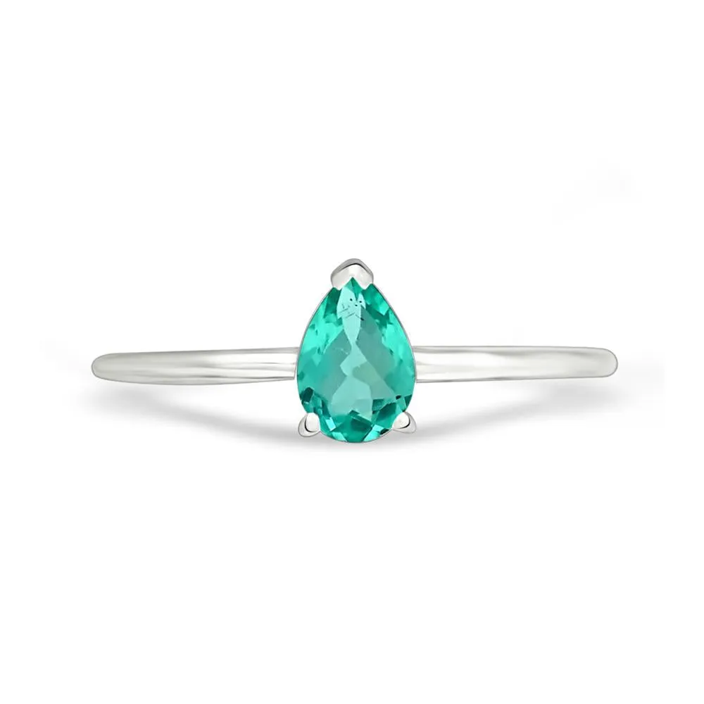 Natural Neon Blue Apatite 925 Solid Sterling Silver Engagement Ring Size 6, 7, 8, 9