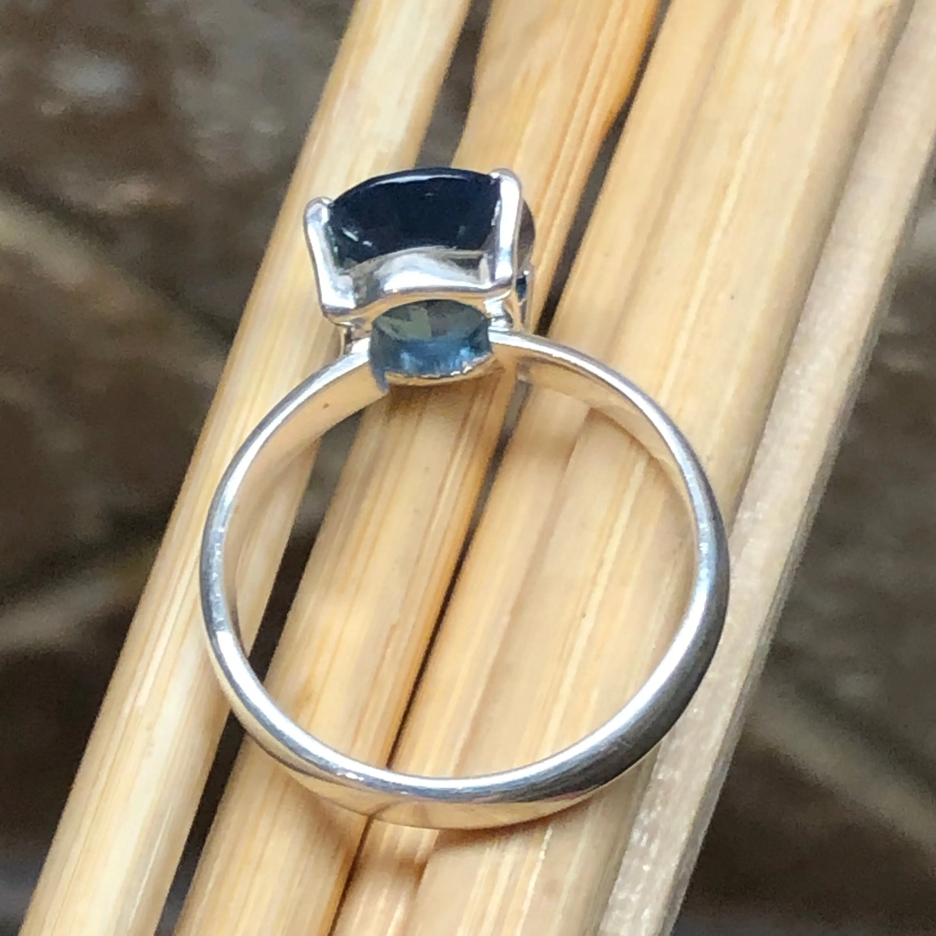 Natural Teal Blue Kyanite 925 Solid Sterling Silver Engagement Ring Size 6, 7, 8, 9