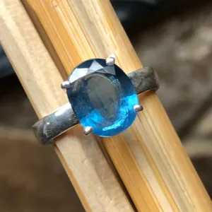 Natural Teal Blue Kyanite 925 Solid Sterling Silver Engagement Ring Size 6, 7, 8, 9