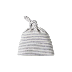 Nature Baby Cotton Knotted Beanie - Grey Marl Stripe