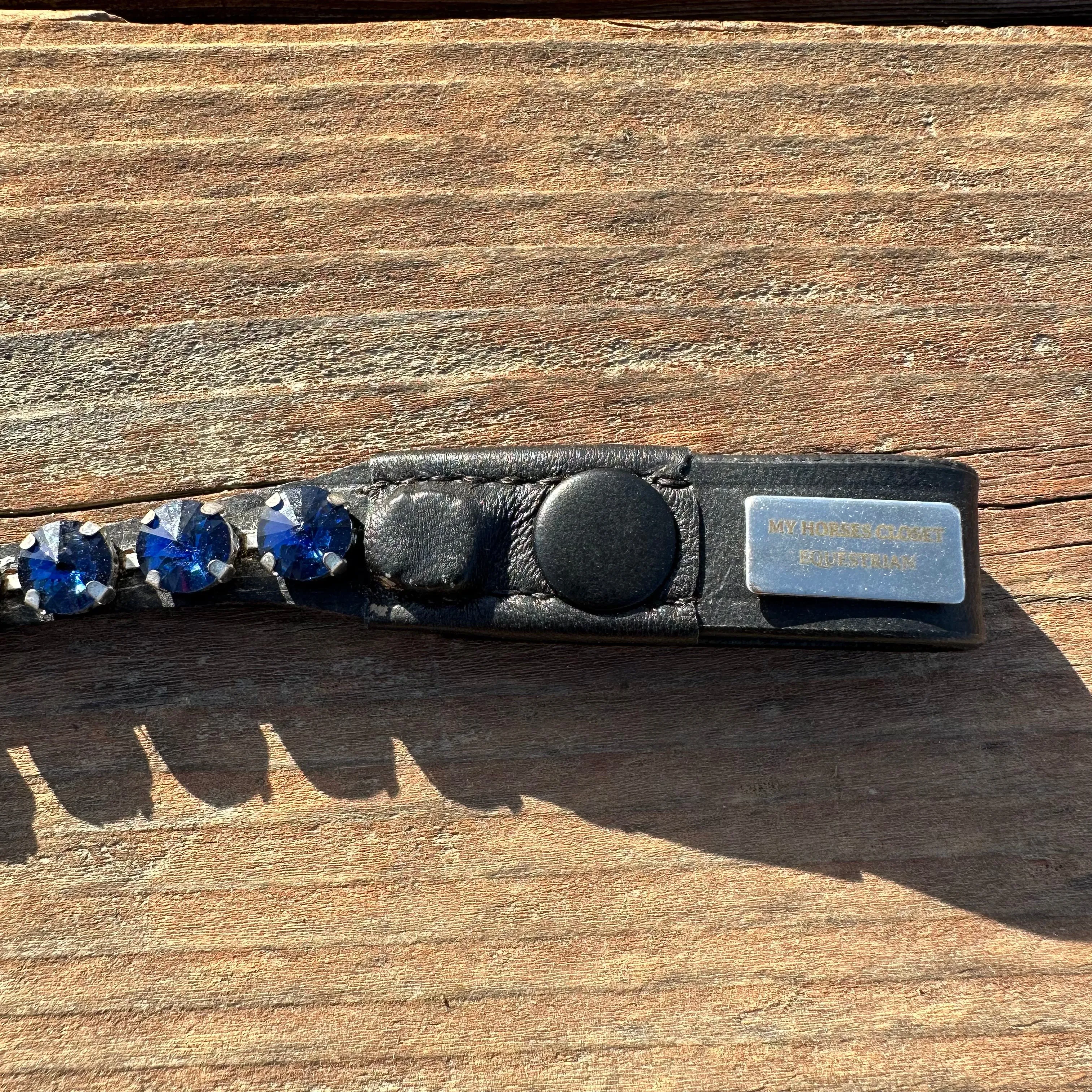 Navy Blue Crystal Rivet Snap on Browband