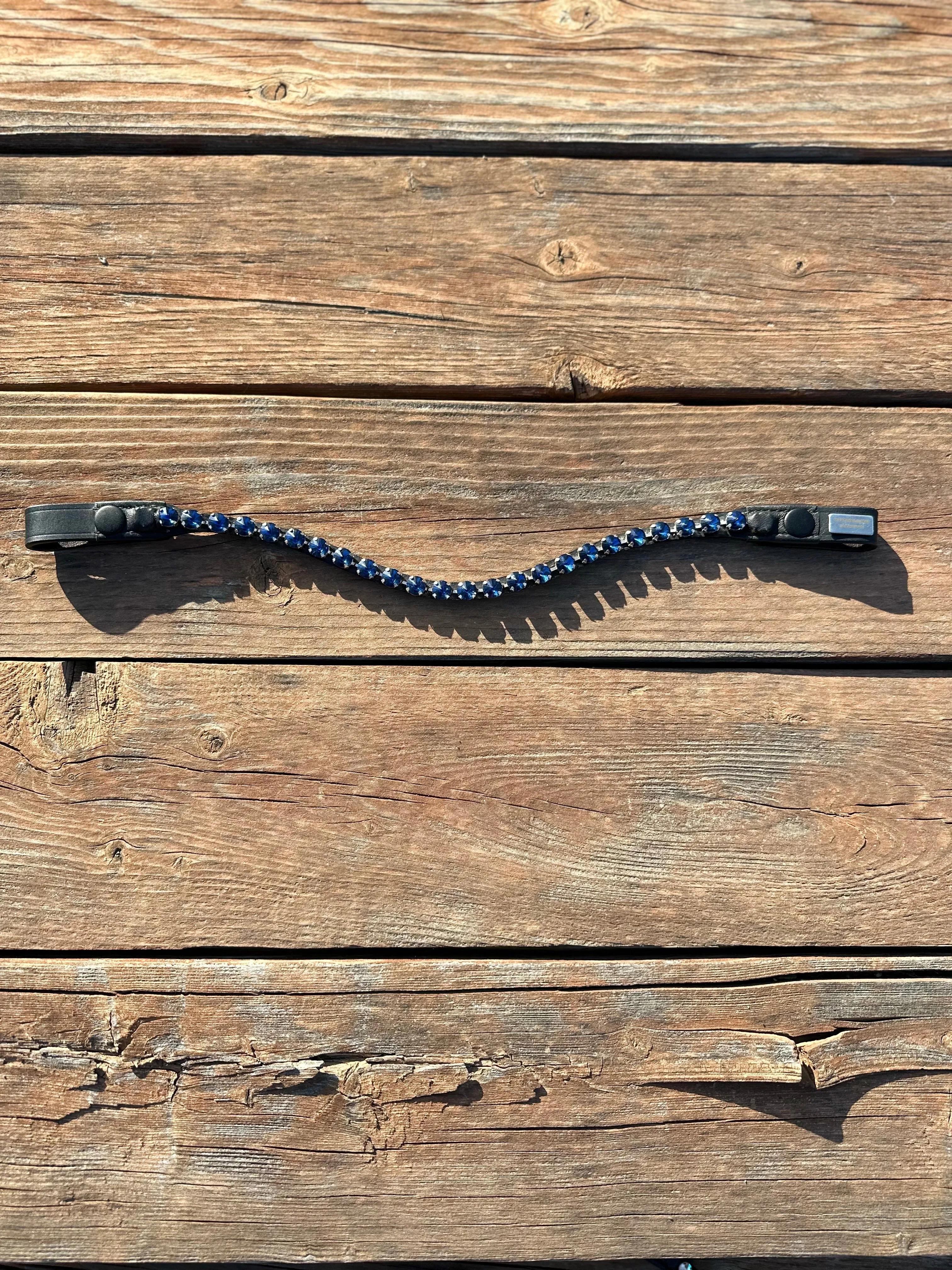 Navy Blue Crystal Rivet Snap on Browband