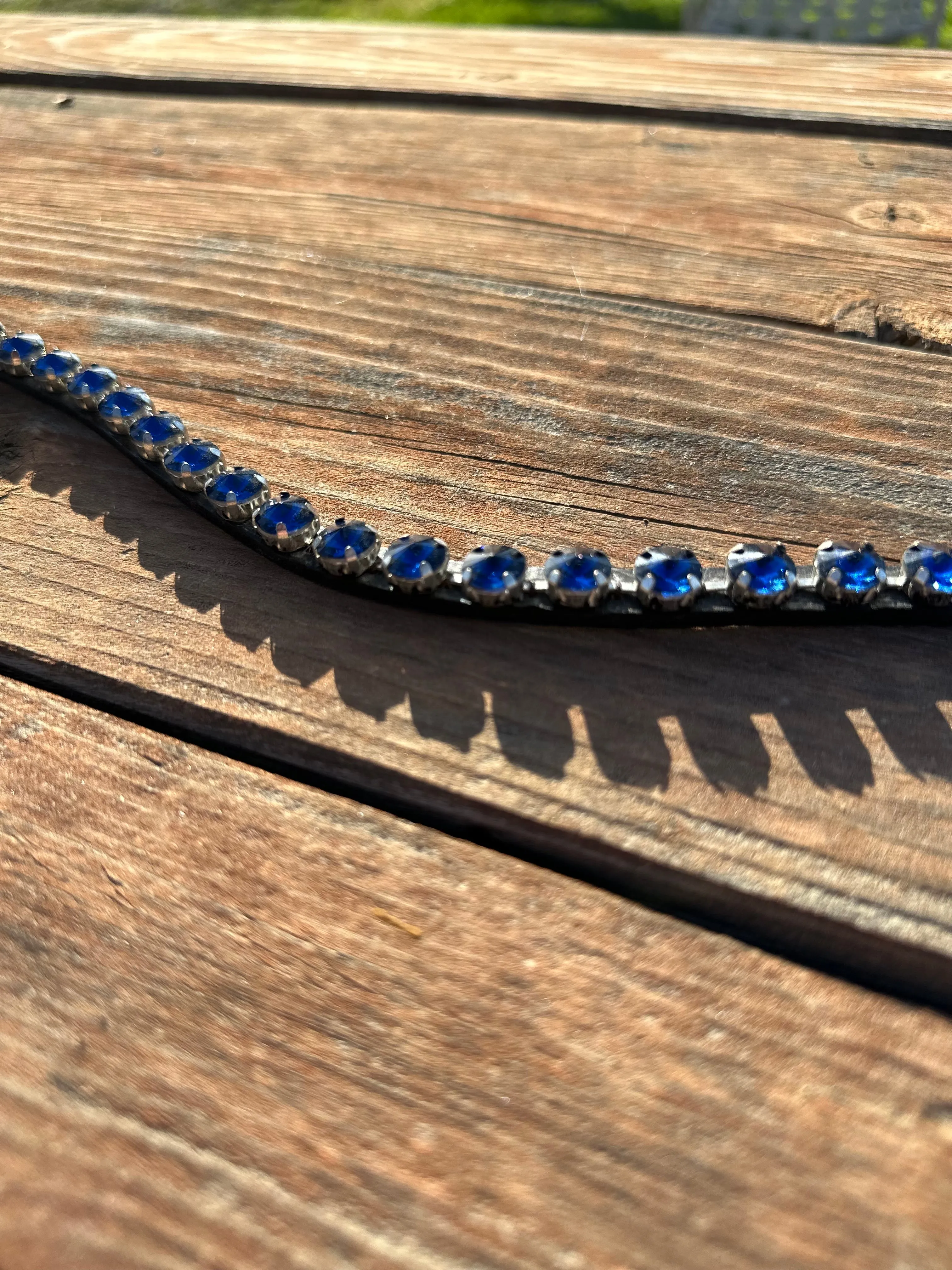 Navy Blue Crystal Rivet Snap on Browband