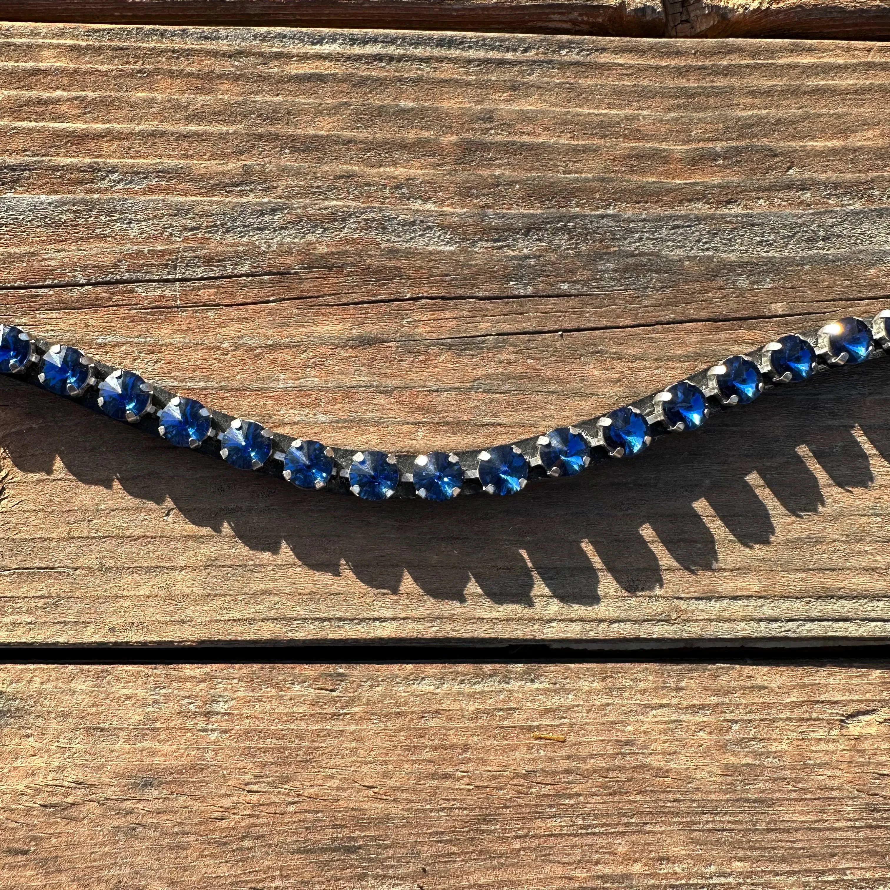 Navy Blue Crystal Rivet Snap on Browband