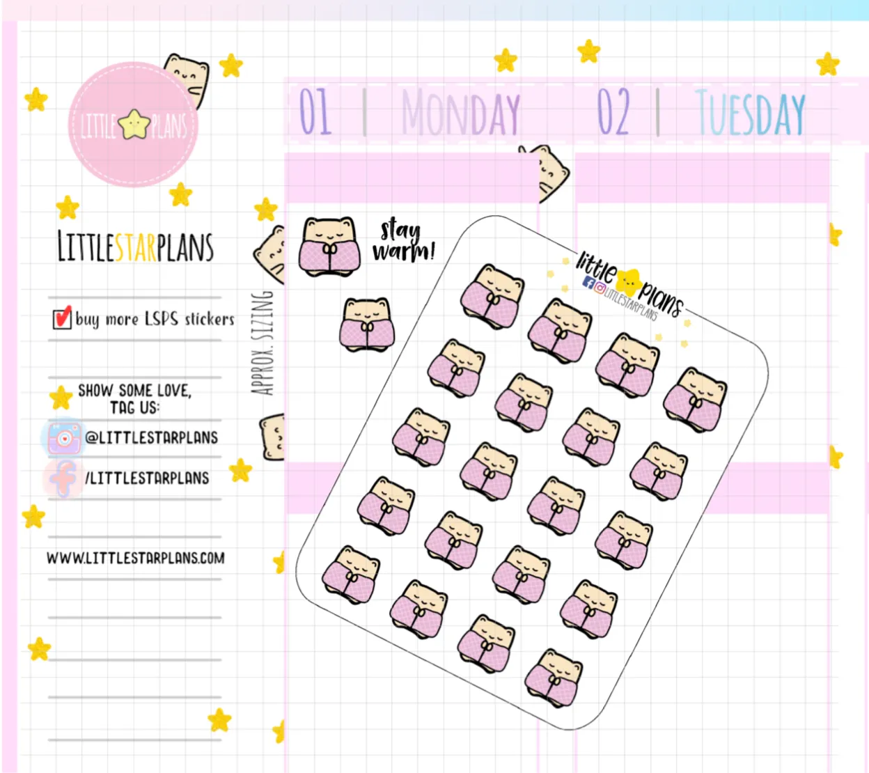 Neku Cozy, Wrapped around in a Blanket Planner Stickers (N38)