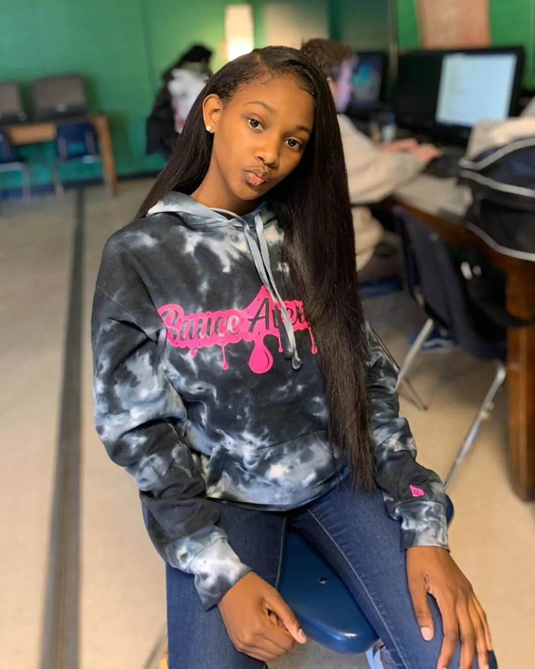 Neon Pink SA Drip | Twisted Black Hoodie